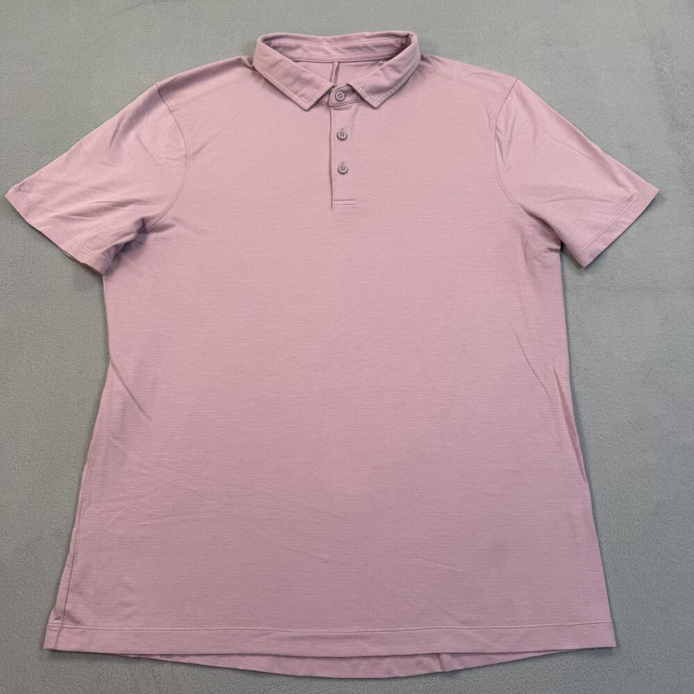 Lululemon Polo Shirt Mens Medium Pink Solid Golf Lightweight Performance Top